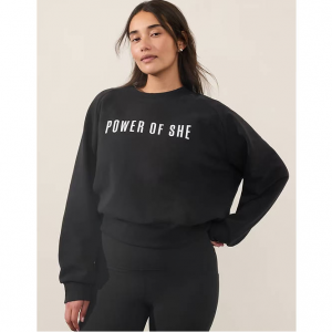 Athleta Logo 抓绒圆领套头衫