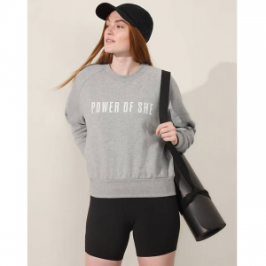 Athleta Logo 抓绒圆领套头衫