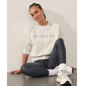 Athleta Logo 抓绒圆领套头衫