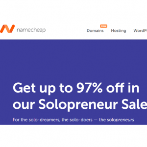 Get up to 97% off in Solopreneur Sale @ NameCheap