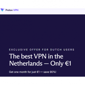 90% OFF The best VPN in the Netherlands — Only €1 @ Proton VPN