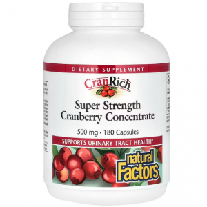 Natural Factors, 蔓越莓浓缩物,超强效,500 毫克,180 粒胶囊