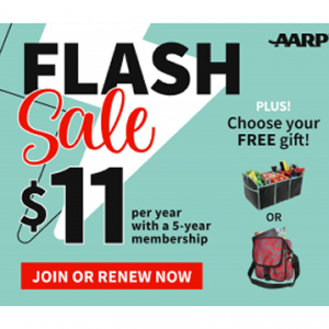 $11 per year with a 5-year membership @AARP