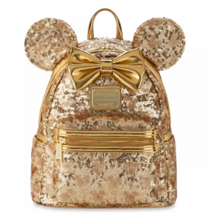 Disney Minnie Mouse Gold Sequin Loungefly 双肩包