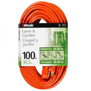 Woods Outdoor Extension Cord, 100 Ft 16 Gauge 3 Prong, Lawn & Garden, Orange, 0269 @ Amazon