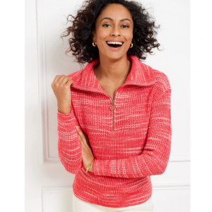 27% Off Half-Zip Pullover - Speckled Space Dye @ Talbots 