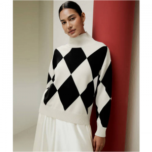 LilySilk Argyle Preppy Wool Sweater