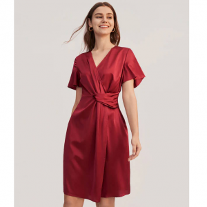 LilySilk Stylish Overlapping Design Silk Dress