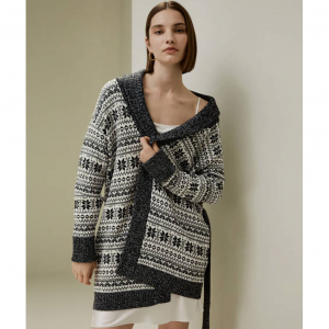 LilySilk Wool Tie-waist Cardigan in Fair Isle Design