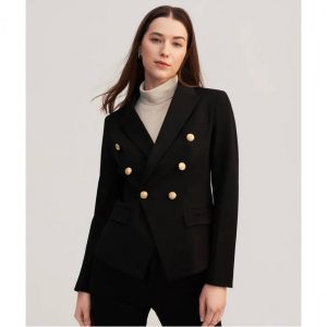 LilySilk Classic Double Breasted Slim Blazer Black