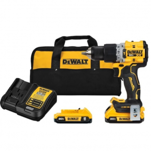 DEWALT 20V MAX* XR 无刷无绳 1/2 英寸锤钻/起子套件 (DCD805D2)，黄色 @Smarttek