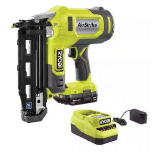 RYOBI ONE+ 18V 16-Gauge Cordless AirStrike Finish Nailer with 1.5 Ah Battery and Charger 