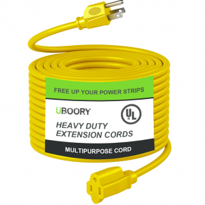 uboory Outdoor Extension Cord Waterproof 50 FT, Yellow 14/3 SJTW Heavy Duty @ Amazon