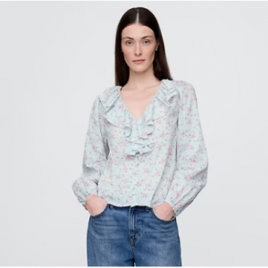 Gap Ruffle V-Neck Shirt V领碎花上衣