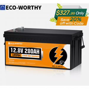 ECO-WORTHY 3584Wh 12V 280Ah 300Ah LiFePO4 Lithium Battery Low-Temp For RV Home @ eBay US