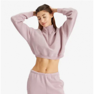 SKIMS Cotton Fleece Cropped Half Zip 短款套頭衫