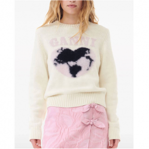 GANNI heart-intarsia jumper