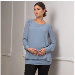 Seraphine Tulip | Slate Blue Layered Maternity & Nursing Top