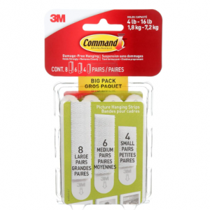 3M Command Picture Hanging Strips Big Pack, Removable, White, 18 Pairs/Pack @ Amazon