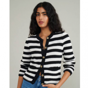 Nobody's Child Cotton Rich Striped Relaxed Cardigan
