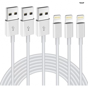 Amazon -OCEEK 6FT iPhone Lightning 接口充电线 MFI认证 3根装 ，现价$2.99