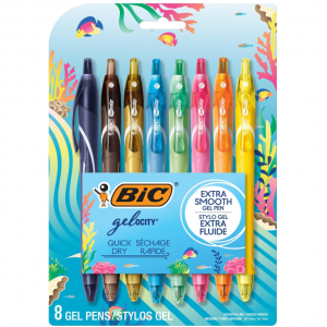 BIC Gelocity Quick Dry Ocean Themed Gel Pens, Medium Point (0.7mm), 8-Count Gel Pen Set @ Amazon