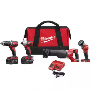 Milwaukee M18 18V 无线电动工具4件套 带电池和充电器 @ Home Depot