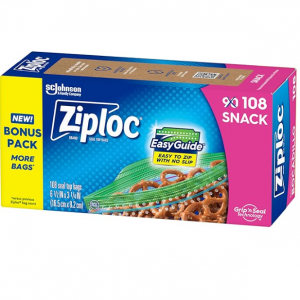 Ziploc 零食食品保鲜袋 108个 @ Amazon