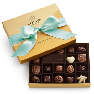Godiva 什锦巧克力金装礼盒 水绿色丝带 18颗装