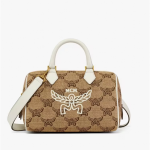 MCM Ella Boston Bag in Lauretos Raffia Jacquard