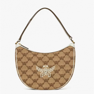 MCM Himmel Ascending Moon Hobo in Lauretos Raffia Jacquard