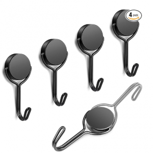 VSKIZ Black Magnetic Hooks, 40LBS Heavy Duty Swivel Swing Magnet Hooks, Grill 4 Pack @ Amazon