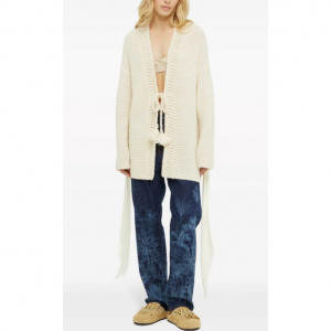 Alanui 粉笔色流苏纹理棉混纺链式针织开衫