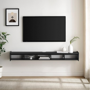 Walker Edison Zee Modern Floating Mounted Minimalist Stand for TVs up to 70 Inches, 65 Inch,