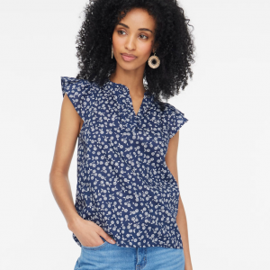 J.Crew 印花荷葉袖上衣