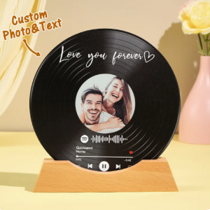 個性化黑膠唱片，帶照片亞克力歌曲牌匾，周年紀念禮物