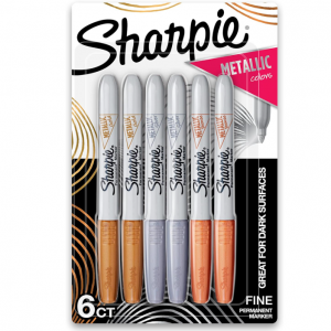 Sharpie Metallic Permanent Markers, Fine Point, Assorted Metallic, 6 Count @ Amazon