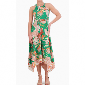 花卉印花长款连衣裙