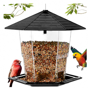 Jealoeur Bird Feeders for Outdoors Hanging Bird Feeder Wild Birds Seed, Black @ Amazon