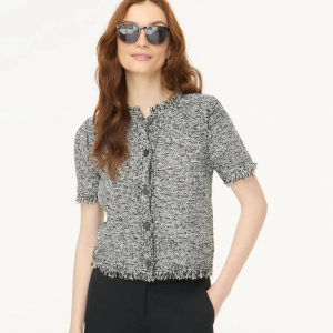 J.Crew Short-sleeve fringe lady cardigan sweater