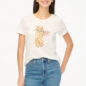 J.Crew Short-sleeve dog with flowers graphic tee