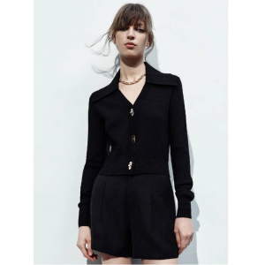 Urban Revivo 方扣V领针织开衫