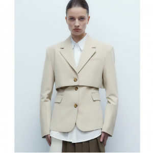 Urban Revivo Notch Lapel Straight 西装外套和背心套装