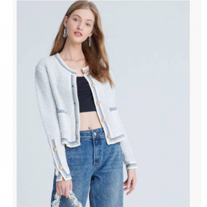 Urban Revivo Contrast Trim 花呢纽扣开衫