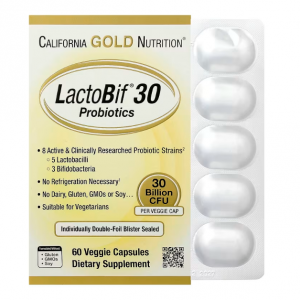 California Gold Nutrition, LactoBif® 30 益生菌,300 亿 CFU,60 粒素食胶囊
