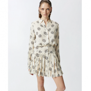 PINKO Mini shirt dress in twill with swirl print 碎花裙