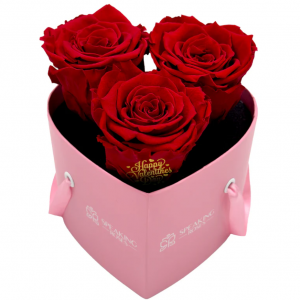 Valentine's day - Happy Valentines Day - Heart Pink Box (3 Premium Roses)