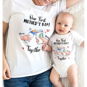 First Mother's Day - Our First Mother's Day Matching Outfit (Onesie and TShirt Set) - Milk n Coffe