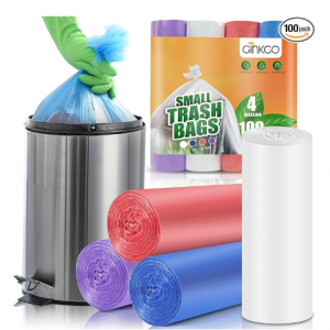 Ginkgo Small Trash Bags 4 Gallon Bathroom Garbage Bags - 100 Count, 4 Colors @ Amazon
