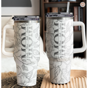 Custom Kids' Names - Floral Mom Mother's Day Gifts - Personalized 40oz Tumbler